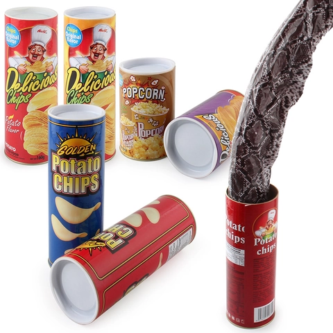 Prank Potato Chip Can Spring Snake Toy Novelty Gag Gift For Party Jokes And Halloween Fun Simulation Food Packaging