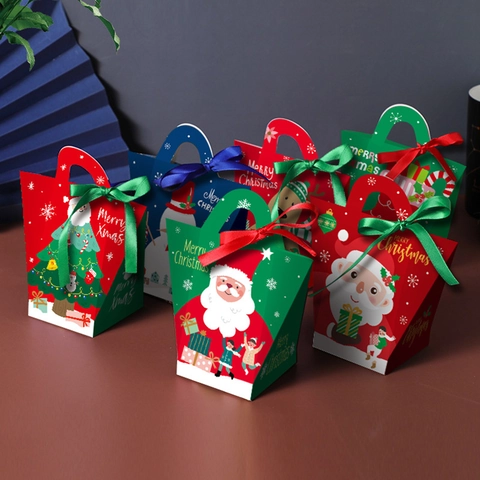 Scatole Regalo Natale Confezione Caramelle Portatile Cartone Bomboniere Festa Natalizia Babbo Natale