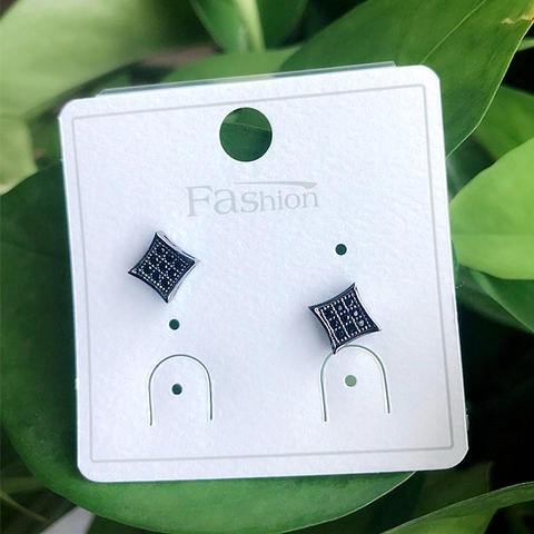 Boucles D'oreilles À Clous Carrées Géométriques Cuivre Micro Pavé Zircone Cubique Bijoux Hip Hop Hommes Femmes