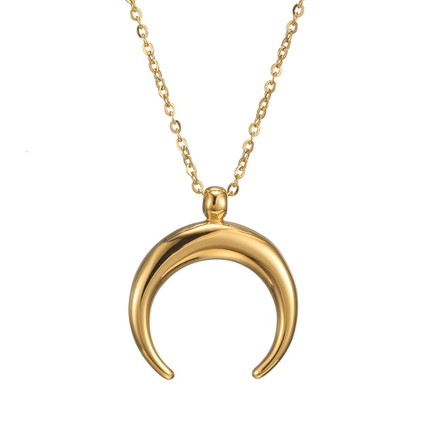 Collana con Pendente a Mezzaluna Minimalista in Acciaio Inossidabile per Donna Elegante Collana Geometrica in Acciaio al Titanio Oro Argento Oro Rosa Nero