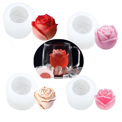 3D Rose Flower Silicone Mold DIY Cake Baking Tool For Candle Soap Ice Cube Valentines Day Kitchen Accessory