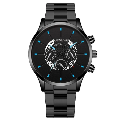 Men Business Fashion Quartz Watch Stainless Steel Strap Alloy Case Round Dial Decorative Sub-Dials Analog Display