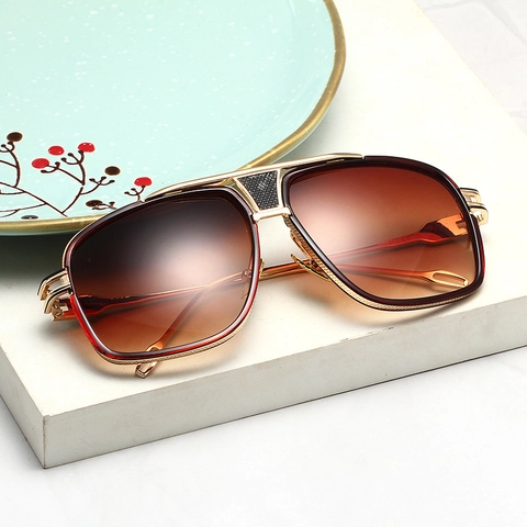 Gafas De Sol De Aviador Retro De Gran Tamaño Para Hombres Mujeres Marco De Metal Protección UV400 Moda Trendy Doble Puente Piloto