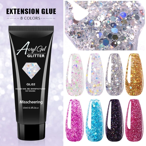 Gel Estensione Unghie Glitter Polimerizzazione UV LED Costruzione Rapida Poly Gel Unghie Brillante Manicure Salone Professionale