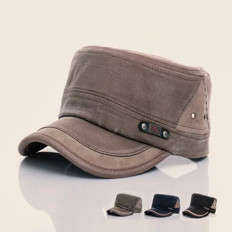 Cadet Cap Vintage Gewaschene Baumwolle Canvas Faux Wildleder Patchwork Militärhut Atmungsaktive Sonnenschutz Für Herren Damen