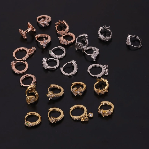 Modieuze Slang Ronde Oormanchet Huggie Oorbellen Koper Micro Pave Zirkonia Kraakbeen Piercing Sieraden Voor Vrouwen
