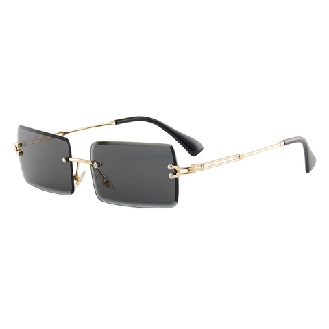 Randlose Rechteckige Sonnenbrille Metallrahmen Verlaufsgläser UV400 Schutz Y2K Retro Mode Brillen Für Damen Herren