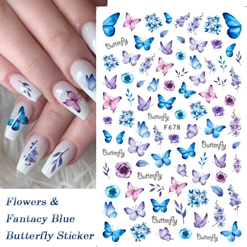 Adesivi per Nail Art Floreali Farfalla Retrò Decalcomanie per Unghie Autoadesive Rosa Leopardo per Decorazione Manicure Fai Da Te Donna