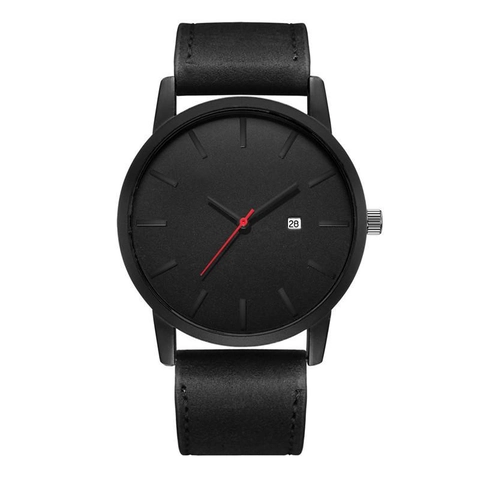 Montre À Quartz Minimaliste Pour Hommes Affichage De La Date Grand Cadran Style Business Décontracté Boîtier En Alliage Bracelet En Cuir