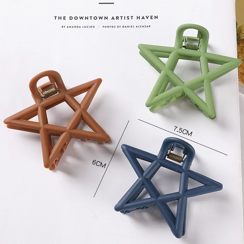Star Hair Claw Clip Matte Hollow Geometric Large Non Slip Strong Hold Resin Styling Accessories For Women Girls