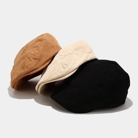 Corduroy Ivy Cap Retro Flat Hat Vintage Baskenmütze Für Herren Damen Winter Warm Winddicht Outdoor Kurzschirm