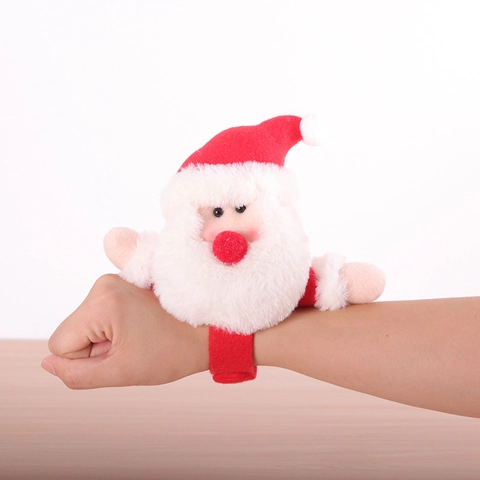Christmas Plush Slap Bracelet Cartoon Santa Snowman Reindeer Penguin Gingerbread Man Wristband Party Favor Festive Decor