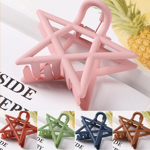 Star Hair Claw Clip Matte Hollow Geometric Large Non Slip Strong Hold Resin Styling Accessories For Women Girls