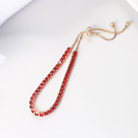 Pulsera De Tenis De Zircón Cuadrado Ajustable Cobre Chapado En Oro De 18K Lujo Cadena Bolo Joyería Regalo Para Mujeres