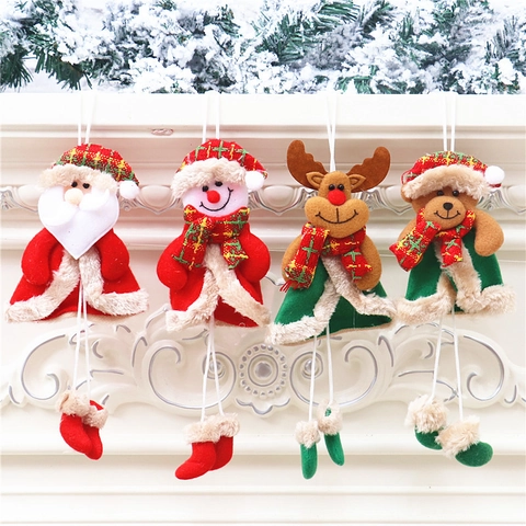 Weihnachten Hängende Ornamente Stoff Plüsch Weihnachtsmann Schneemann Rentier Bär Lange Beine Cartoon Party Dekoration