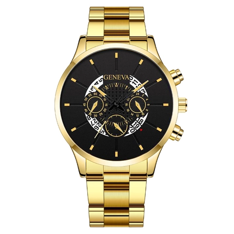 Men Business Fashion Quartz Watch Stainless Steel Strap Alloy Case Round Dial Decorative Sub-Dials Analog Display
