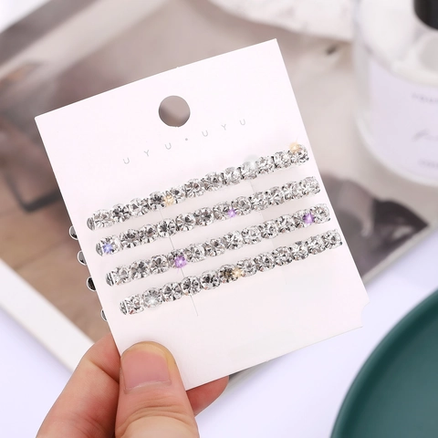 Pasadores De Pelo De Aleación De Diamantes De Imitación Simples Elegantes Clips Laterales Para Mujeres Accesorios De Fiesta Boda