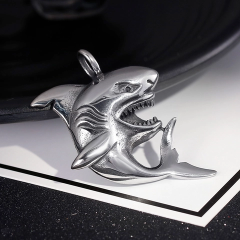 Pendente Squalo Acciaio Inossidabile 316L Creativo Punk Gotico Animale Ciondolo Gioielli Accessorio Per Uomini