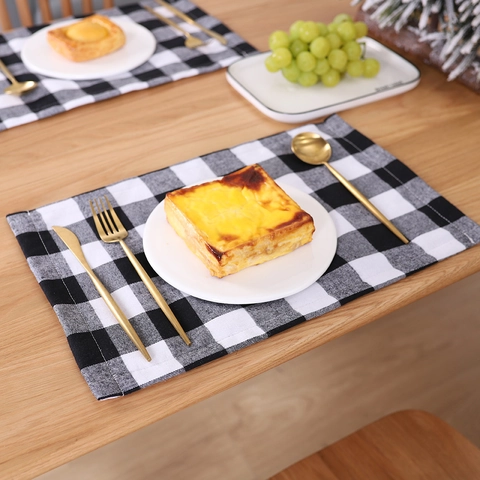 Placemats Buffalo Plaid Fabric Heat Resistant For Home Kitchen Dining Table Farmhouse Rustic Decoration