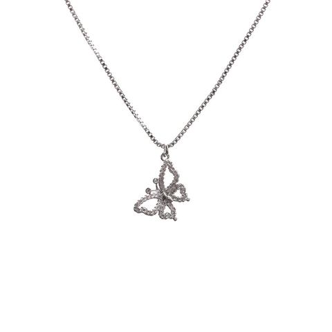 Schmetterling Anhänger Halskette Kupfer Mit Zirkon Straß Eingelegt Box Kette Elegante Mode Schmuck Für Frauen