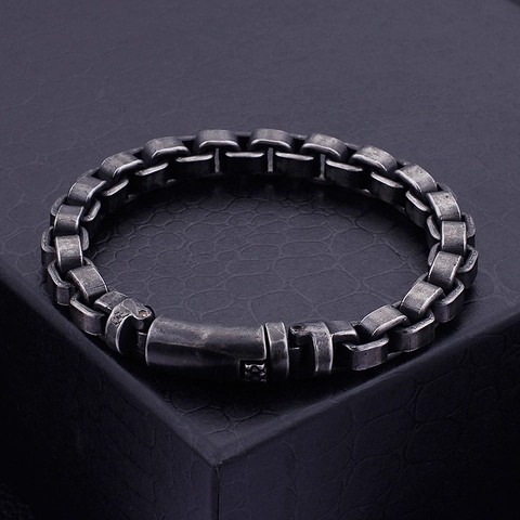 Bracciale Da Uomo Acciaio Inossidabile 316L Catena Box Vintage Stile Punk Gioielli Hip Hop Regalo