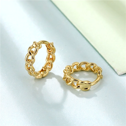 Minimalistische Kettenglied Creolen Kupfer Glänzend Cuban Link Ohrringe Mit 925 Sterling Silber Ohrstecker Für Damen