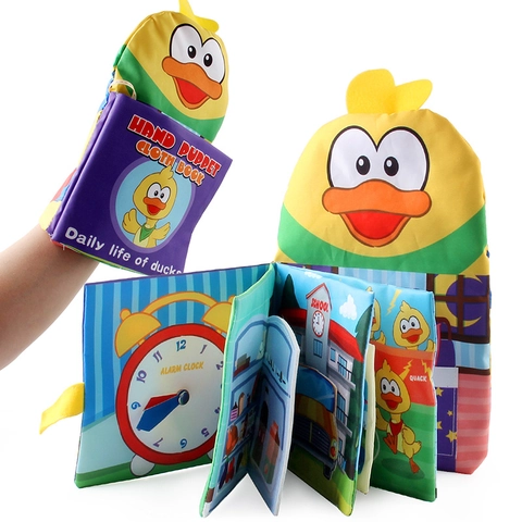 Kleine Gelbe Ente Handpuppe Stoffbuch Weich Waschbar Quietschendes Sensorik Spielzeug Für Babys Kleinkinder Frühes Lernen
