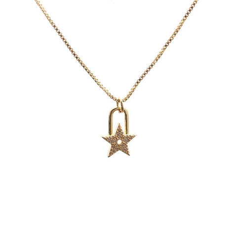 Star Moon Pendant Necklace Copper Micro Inlaid Colored Zircon Trendy Dainty Box Chain Jewelry For Women