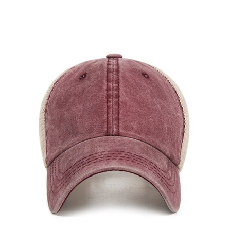 Casquette Trucker Vintage en Coton Lavé avec Maille Respirante Casquette de Baseball Réglable Protection Solaire Chapeau pour Hommes Femmes