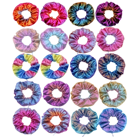 Scrunchie Laser Metallico Con Tasca Nascosta Con Cerniera Elastico Poliestere Sfumato Accessorio Per Capelli Per Donne Ragazze Lucido Olografico
