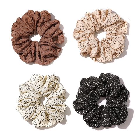 Coleteros De Tela Extragrandes Con Estampado De Lunares Y Leopardo Alta Elasticidad Gomas Para El Pelo Moda Mujer