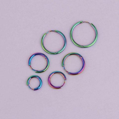 Minimalist Round Ear Hoop Earrings Stainless Steel Smooth Piercing Jewelry Punk Hip Hop For Men Women