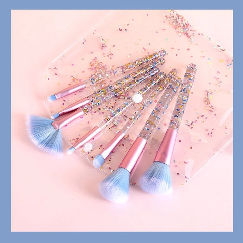 Make-up Pinsel Profi Farbverlauf Synthetikfaser Transparent Glitzer Flüssig Griff Gesicht Augen Beauty Tools