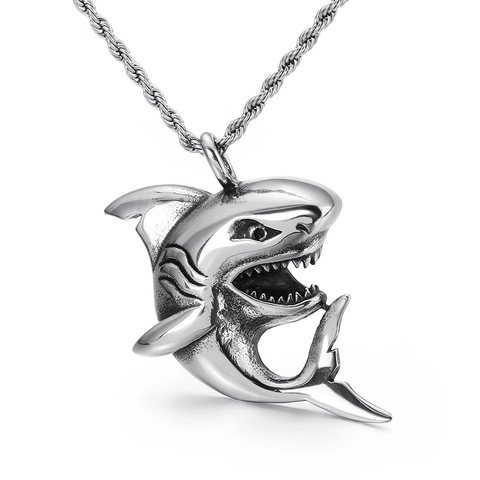 Pendente Squalo Acciaio Inossidabile 316L Creativo Punk Gotico Animale Ciondolo Gioielli Accessorio Per Uomini