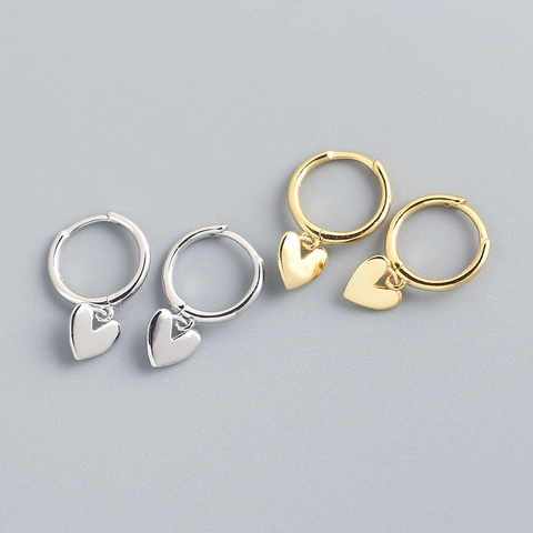 S925 Sterling Silver Heart Charm Hoop Earrings For Women Minimalist Korean Dainty Heart Huggie Earrings Fashion Jewelry