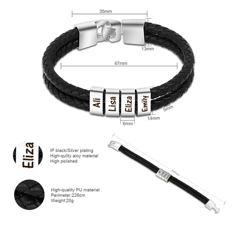 Bracciale In Pelle Intrecciata Perline In Acciaio Inossidabile Fibbia In Metallo Gioielli Di Moda Per Uomo
