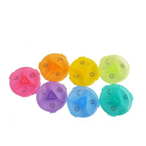 Portable Round Divided Pill Organizer Transparent PP Plastic Medicine Storage Case For Travel Home Daily Health Care