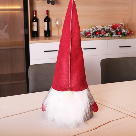 Decoración De Copa De Árbol De Navidad Gnomo Tomte Sombrero Rojo Puntiagudo Barba Blanca Fieltro Tela Resorte Hogar