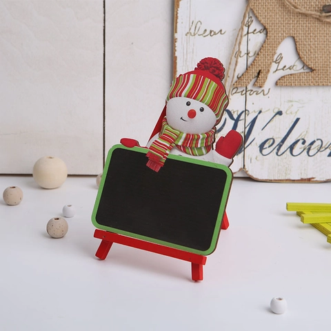 Mini Wooden Christmas Chalkboard Desktop Ornament Santa Snowman Gingerbread Man Message Board Tabletop Decor Easel Stand