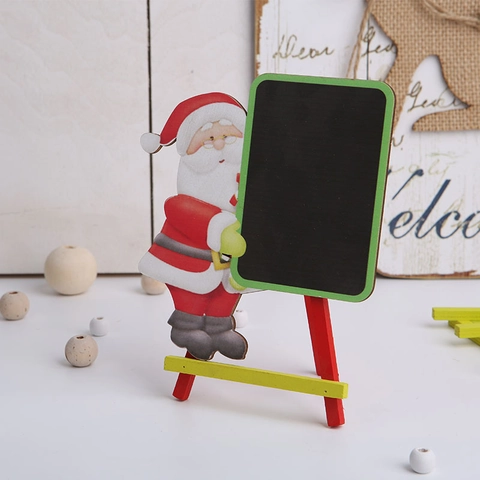 Mini Wooden Christmas Chalkboard Desktop Ornament Santa Snowman Gingerbread Man Message Board Tabletop Decor Easel Stand
