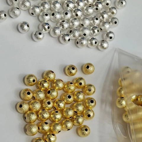 Round Frosted Beads Textured Copper Gold Plated Silver Plated Spacers For DIY Jewelry Making Bracelet Necklace Handcraft