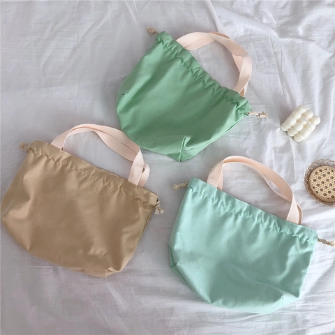 Borsa A Mano In Tela Color Caramello Da Donna Piccola Borsa Tote Stile Giapponese Artistico Casual Portatile In Cotone