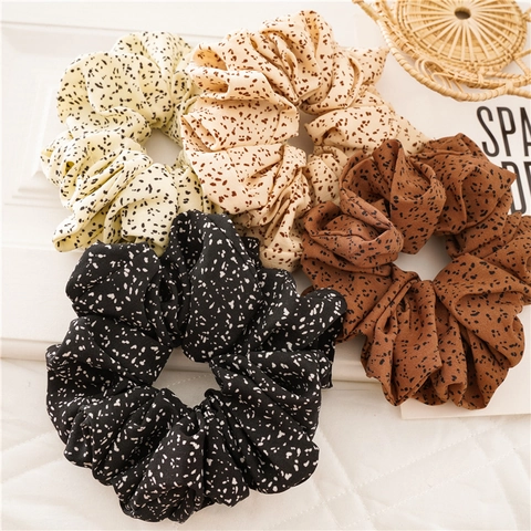 Coleteros De Tela Extragrandes Con Estampado De Lunares Y Leopardo Alta Elasticidad Gomas Para El Pelo Moda Mujer