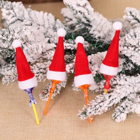 Mini Cappelli Di Natale Tessuto Non Tessuto Decorazioni Lecca Lecca Tavola Posate Addobbi Natalizi Regali Per Feste
