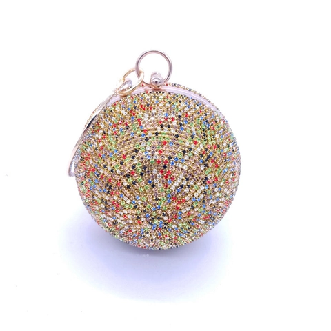 Borsa Da Sera Sferica Con Strass Pochette Con Manico Ad Anello In Metallo Matrimonio Party Per Donne