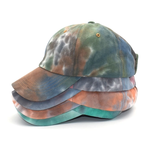 Cappello Da Baseball Tie-Dye Donna Cotone Foro Per Coda Di Cavallo Protezione Solare Regolabile Casual Estivo