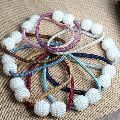 Magnetic Curtain Tiebacks Buckles Decorative Faux Artificial Pearl Woven Rope Modern Simple Window Accessory For Home Office