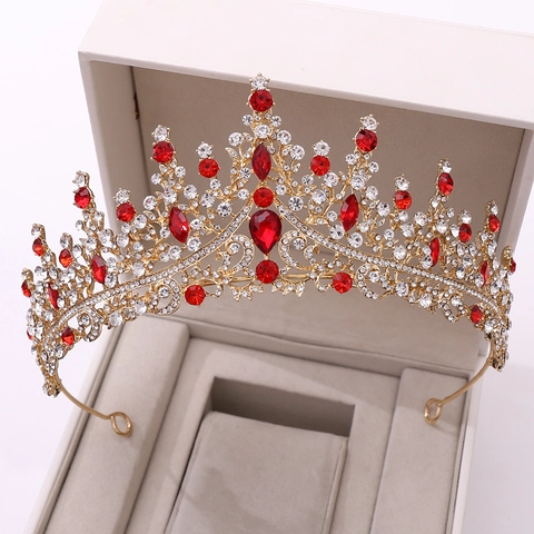 Corona da Sposa di Lusso Barocca con Strass per Donna Oro Argento Lega Intarsiato Cristallo Tiara Accessori per Capelli