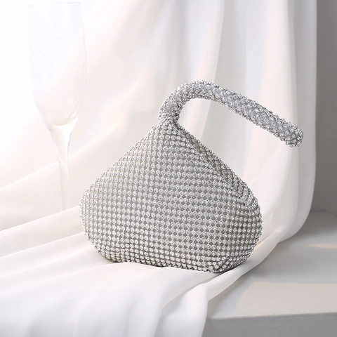 Bolso de Noche de Strass Hecho a Mano Cartera de Mano Triangular para Mujer Fiesta Formal Boda Banquete Bolso Triangular Pequeño