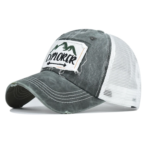 Ponytail Baseballkappe Gewaschene Baumwolle Mesh Trucker Hat Distressed Verstellbar Atmungsaktiv Outdoor Retro Vintage Damen